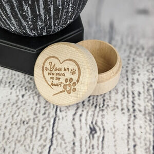 Wooden jar memorial keepsake for cats, dogs, pets, rainbow bridge